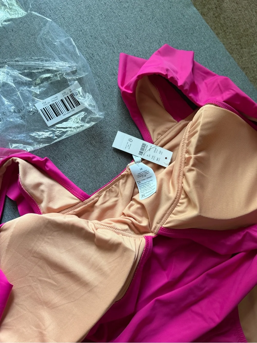 J. Crew Fuchsia Ruffle V-Neck One-Piece Swimsuit